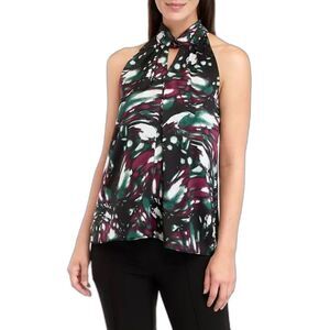 NWT The Limited Halter Top Size Med Whirled Ink Bold Print Sleeveless